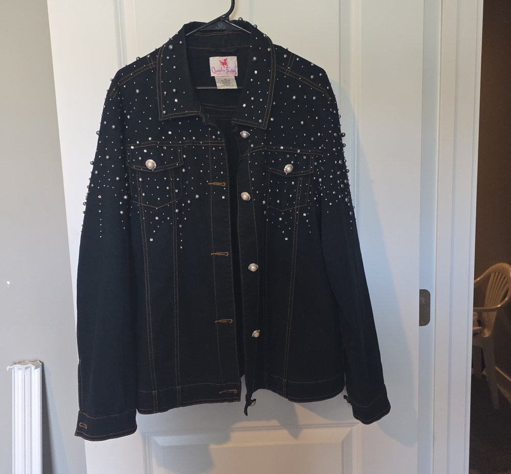 Quacker Factory Black Studded Denim Jacket